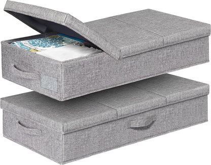 Faltbare Unterbett Aufbewahrungsbox 2er Set 15cm Hoch, Grau
