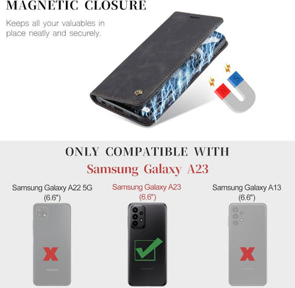 Samsung Galaxy A23 5G Lederhülle Schutzhülle Schwarz Magnet