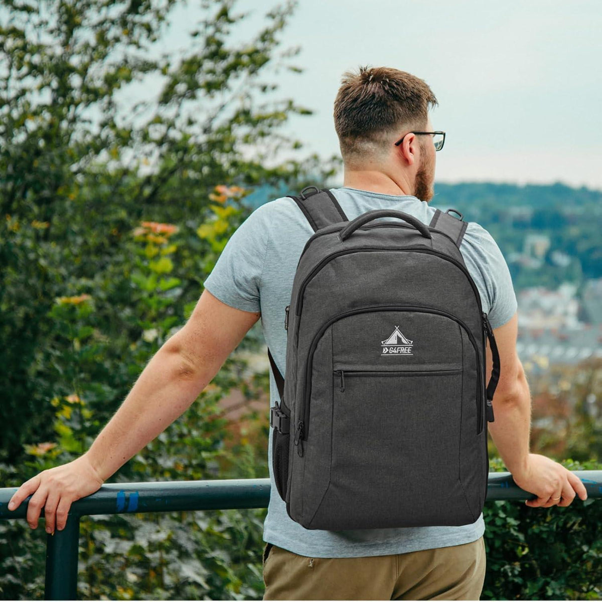 G4Free 40L Laptop-Rucksack für Damen Herren mit Packwürfeln Grau