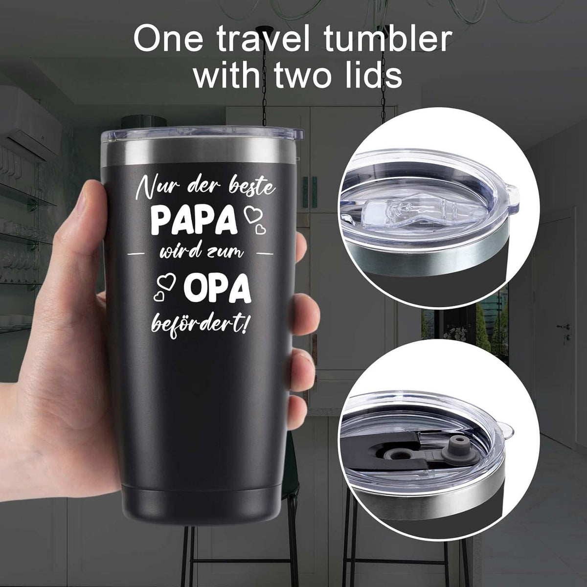 Opa Geschenk Vatertag 20Oz Kaffeebecher Edelstahl Camping Becher