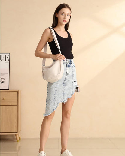 benpen Damen Einfarbige Crossbody Schultertasche Hobo Bag Umhängetasche