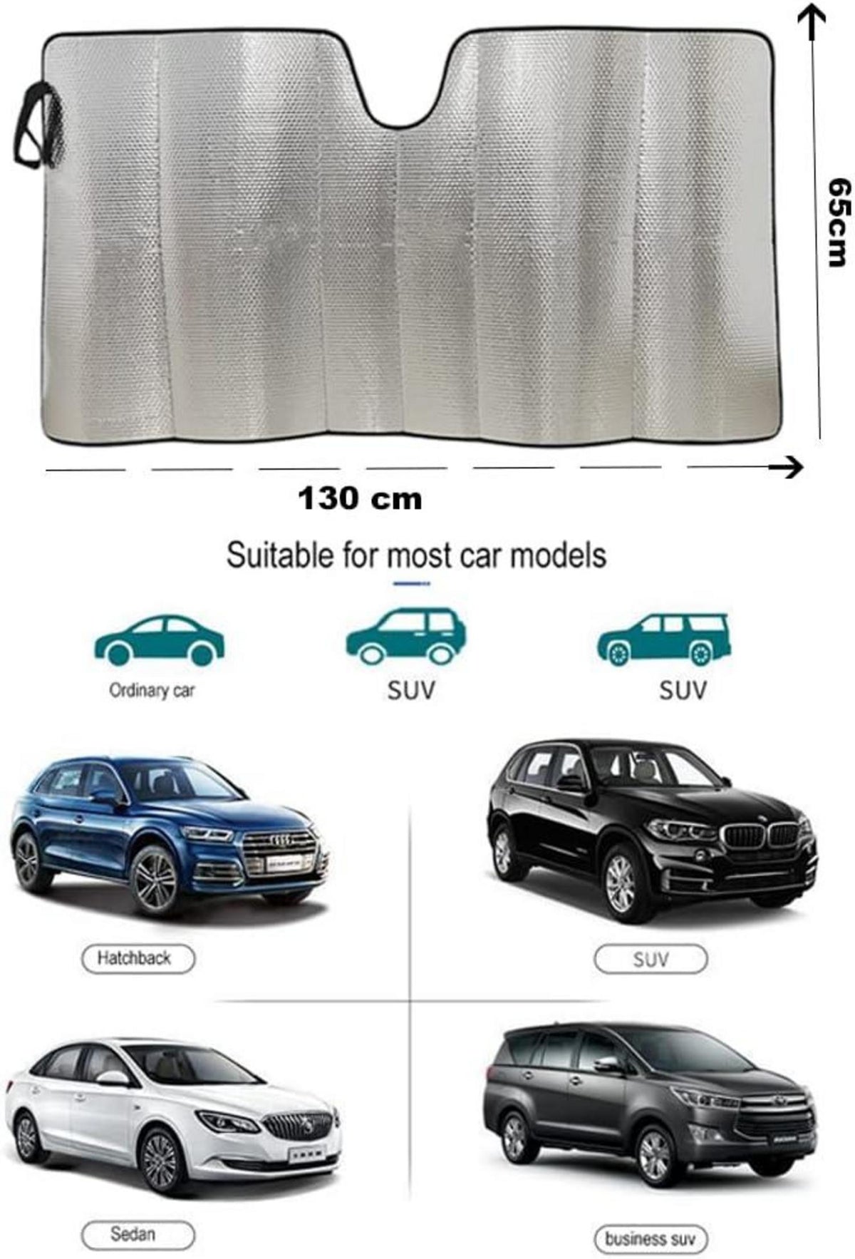 Auto Sonnenschutz Frontscheibe Faltbar UV-Schutz 130x65cm