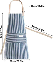 Chef Küchenschürze blau gestreift, verstellbar mit