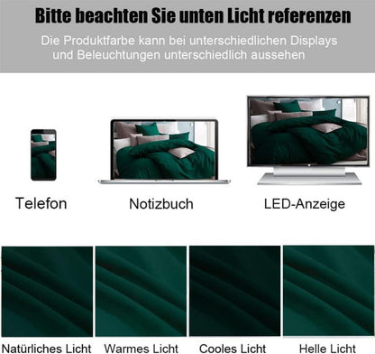 Bettwäsche-Set 200x220 Mikrofaser Grün Kissenbezug 80x80 2er Set