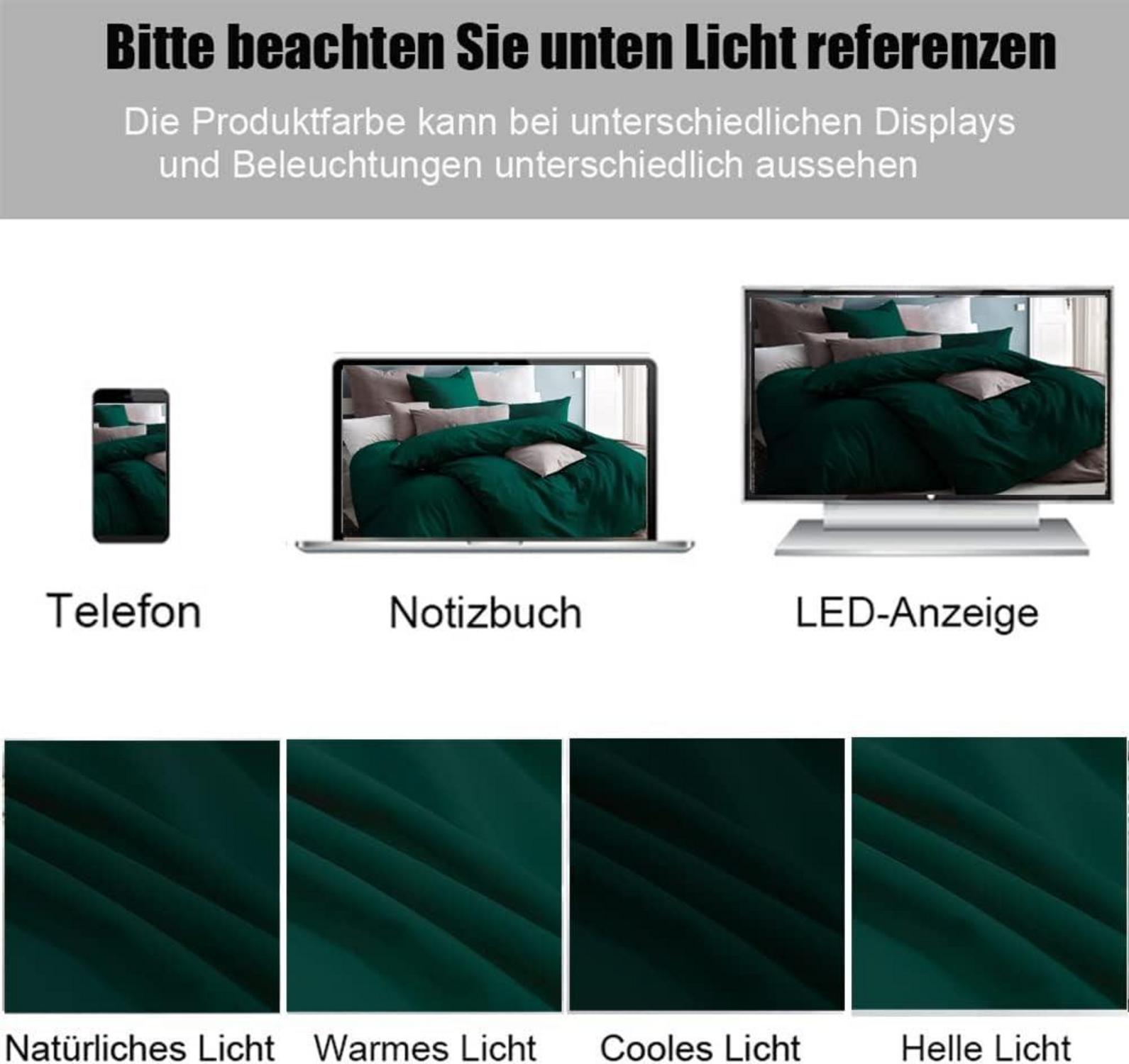 Bettwäsche 155x220 Grün Mikrofaser bügelfrei knitterfrei Bettbezug