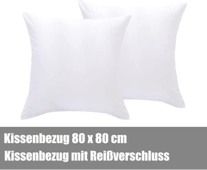 Soifox Bettwäsche 200x200 Weiß Mikrofaser 2er Set mit Kissenbezug 80x80 cm