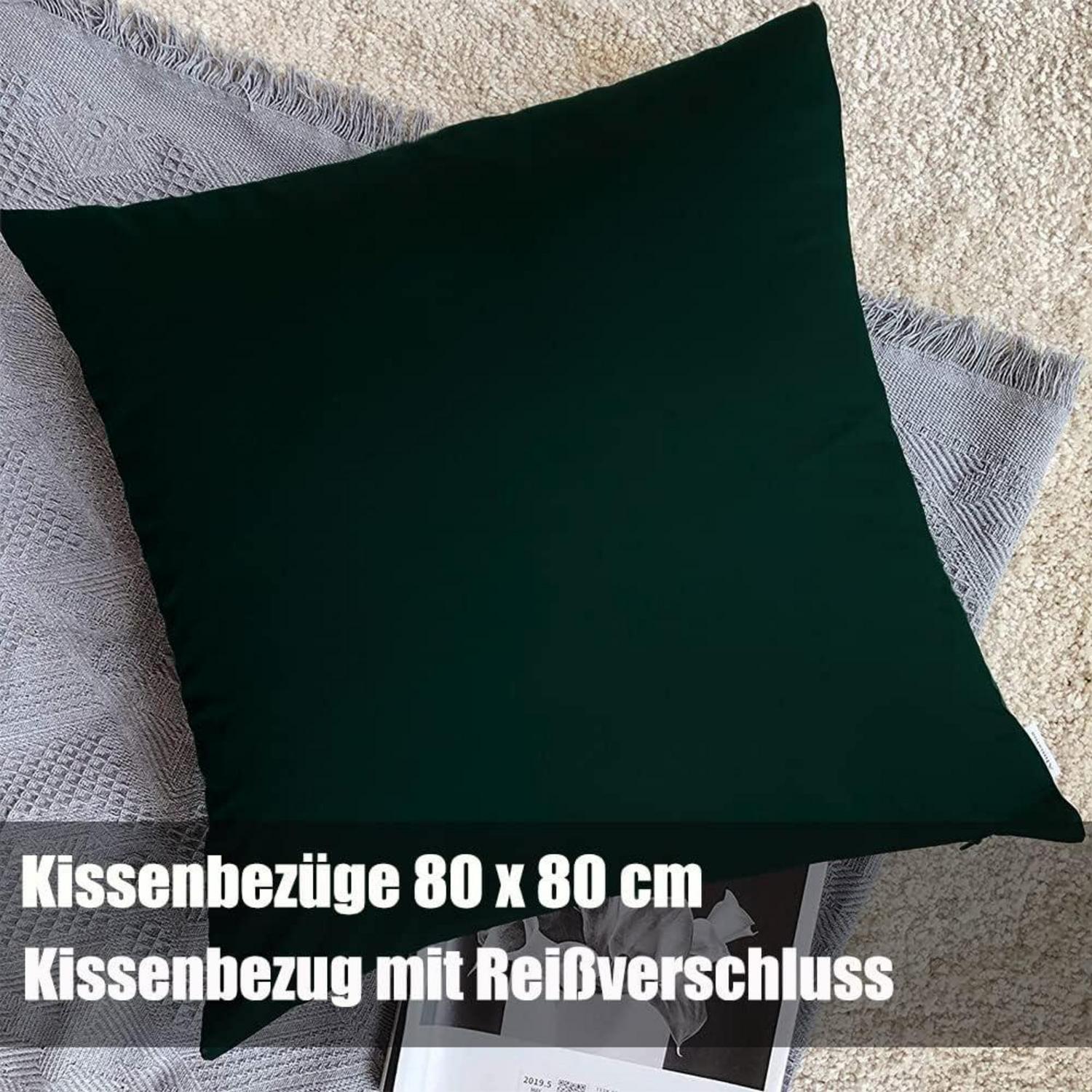 Soifox Bettwäsche Set 220x240 Grün Mikrofaser Reißverschluss 2er Set