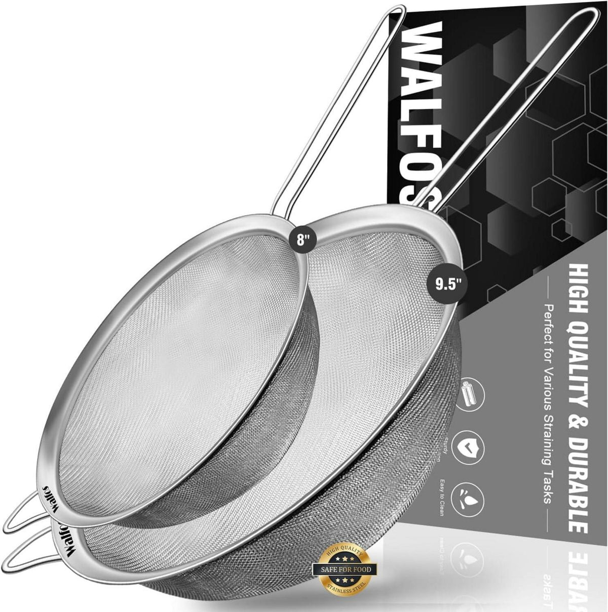 Feines Edelstahlsieb 2er Set XL 20cm+24cm, extra stabiler