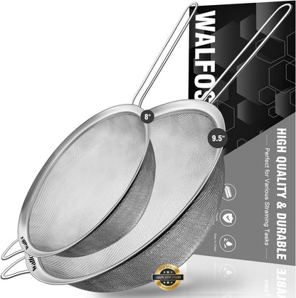 Feines Edelstahlsieb 2er Set XL 20cm+24cm, extra stabiler