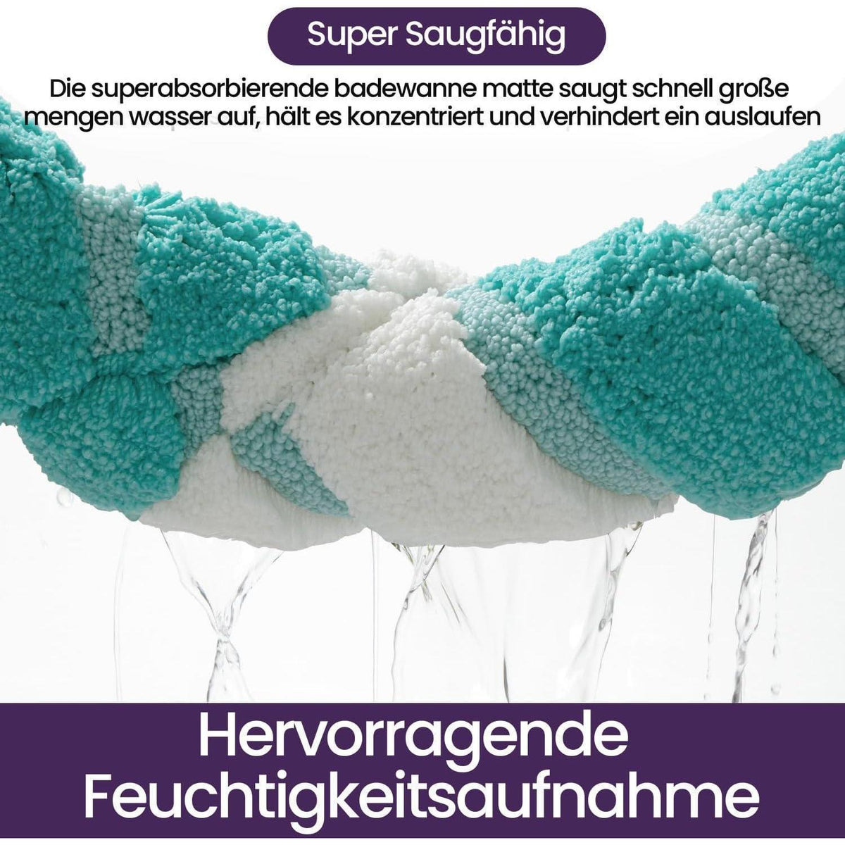 Rutschfeste Badematte 60x90 cm - Saugfähig & Weich, Grün