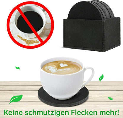 Boenfu Filzuntersetzer Gläser 10er Set Schwarz rund Getränke Bar Tassen
