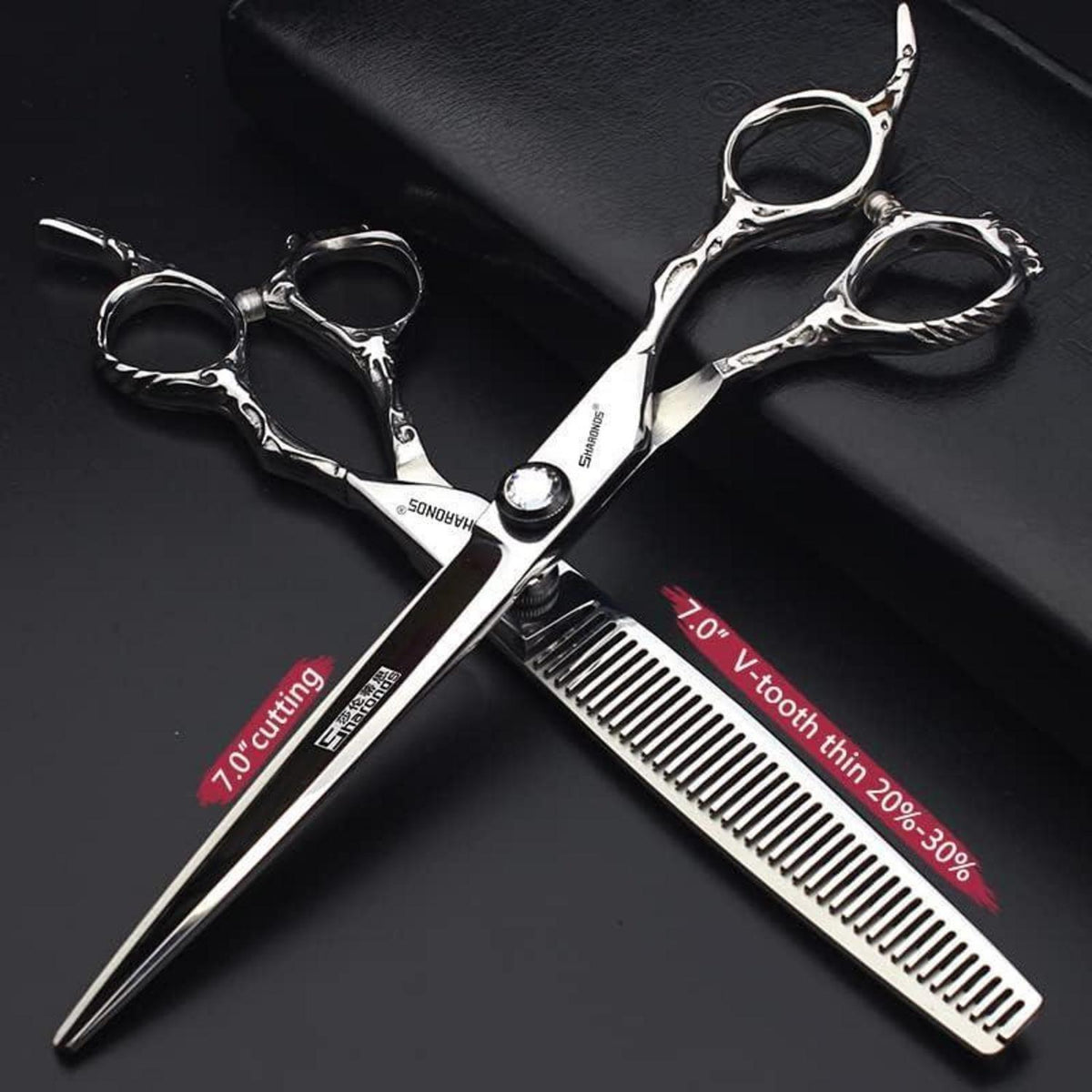7 Zoll Friseurschere 440C Stahl Set – Professionelle Haarschneideschere