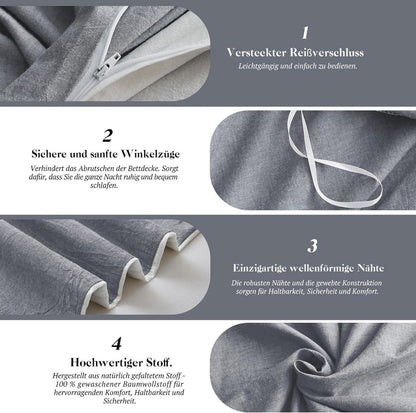 Bettwäsche-Set Dunkelgrau Stone Washed 2tlg. 155x220cm & 80x80cm
