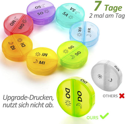 Pillendose 7 Tage Tablettenbox Reiseorganizer Blau