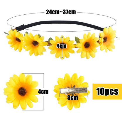 Sonnenblumen Blumen Haarband Gelb mit Haarspangen Stirnband