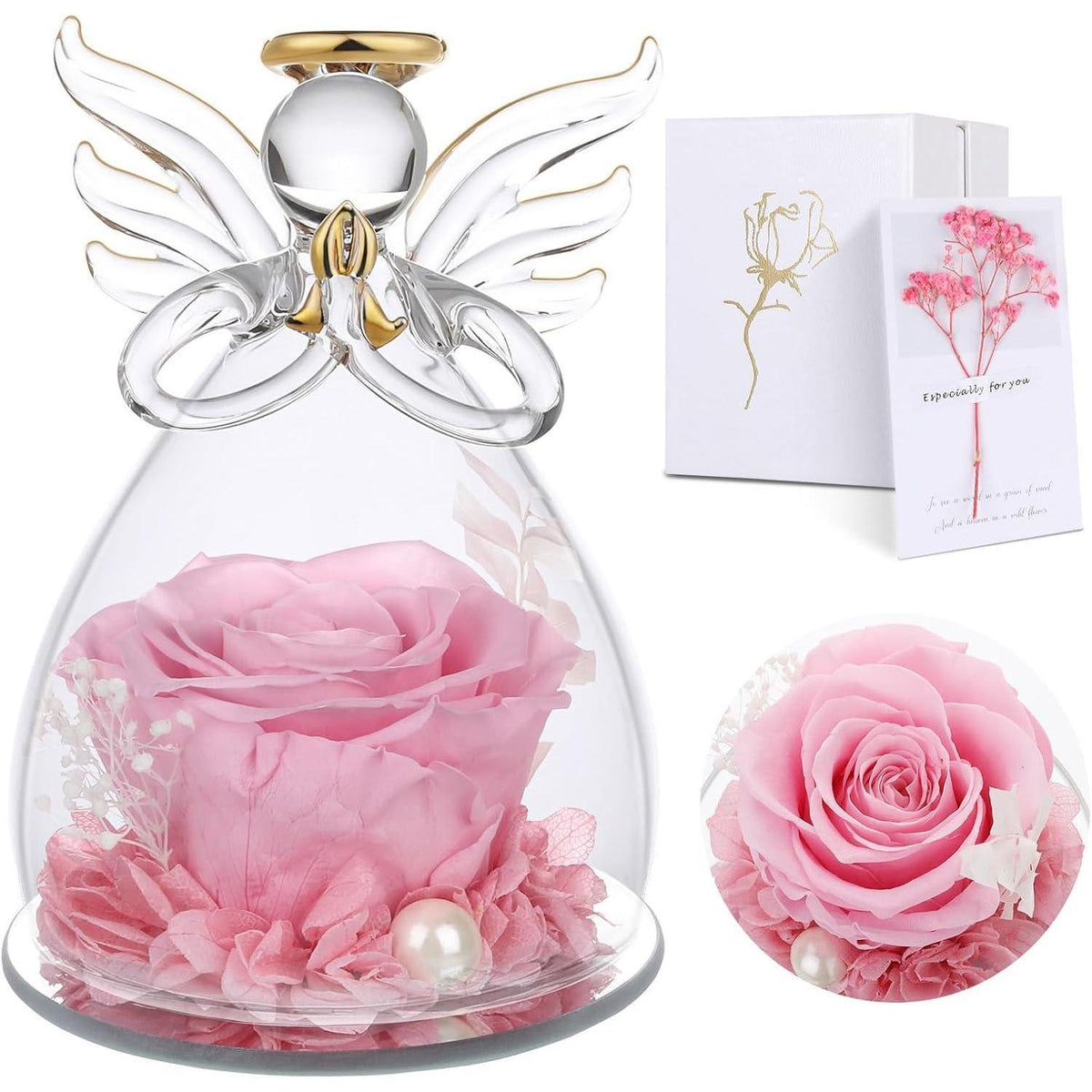 Ewige Rose im Engel: Konservierte Blume als Geschenk für Frauen