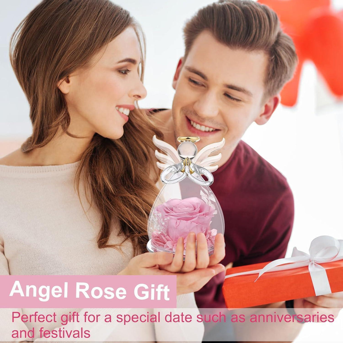 Ewige Rose im Engel: Konservierte Blume als Geschenk für Frauen