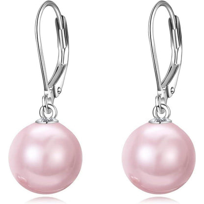 Perlen Ohrringe Sterling Silber Hängend Rosa Rosenquarz Geschenk Damen