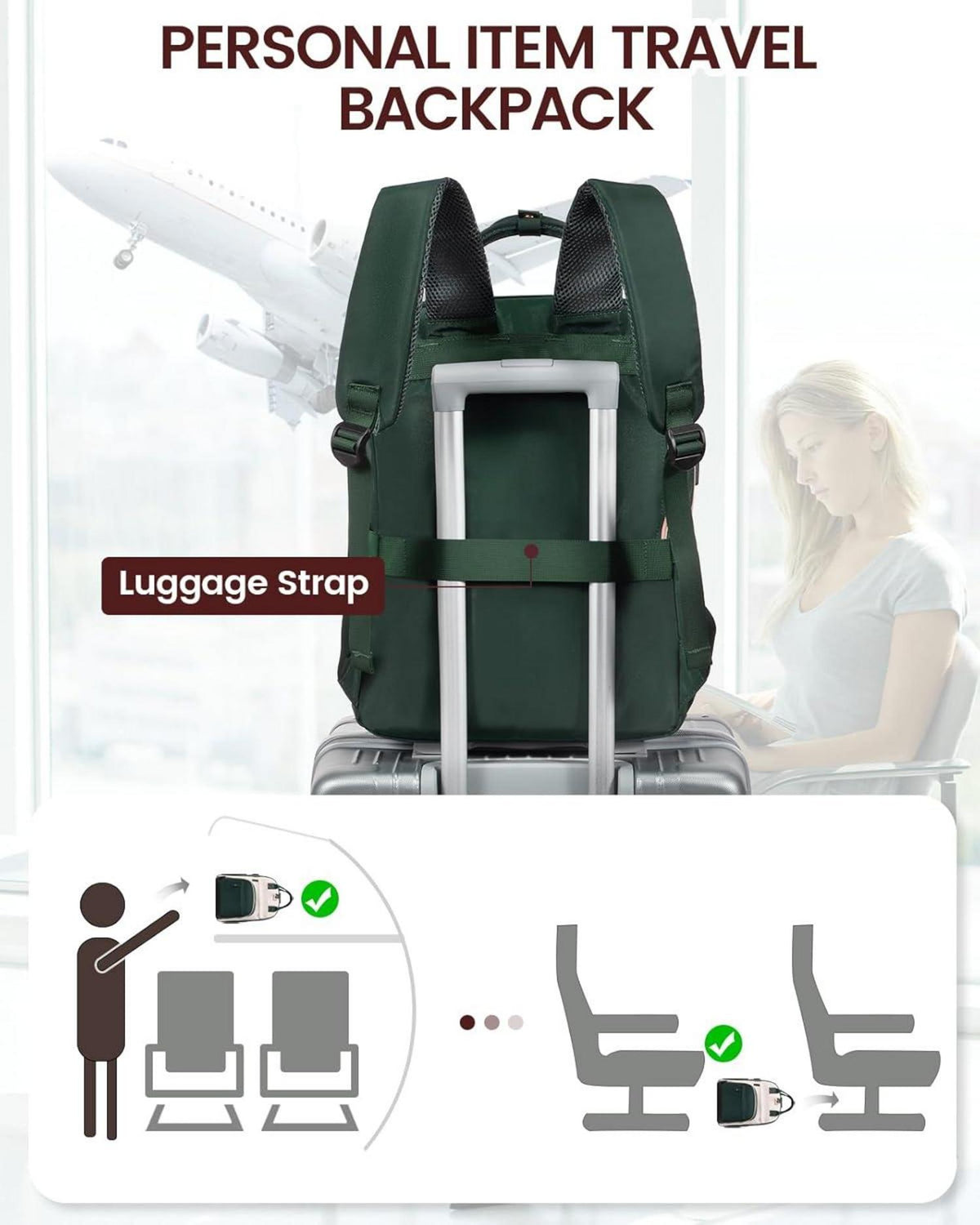 Damen Laptop Rucksack 15.6 Zoll USB Anti-Diebstahl wasserdicht