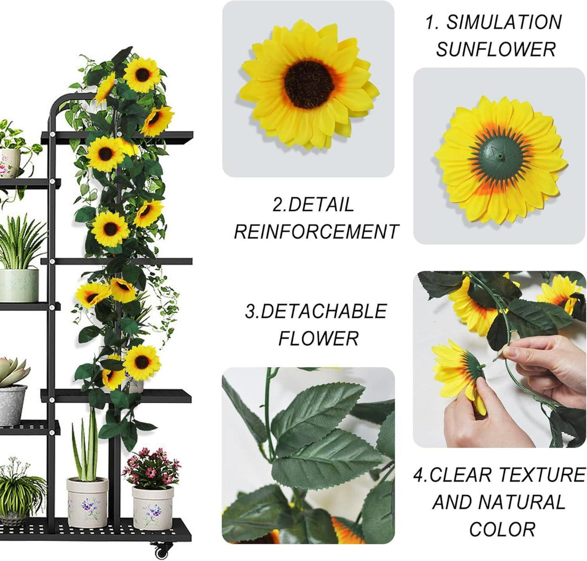 Künstliche Sonnenblumen Girlande 3er Set 2,3m - Party Deko