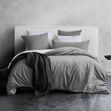 Bettwäsche Set Baumwolle Rauchgrau Stone Washed 135x200 Bettbezug
