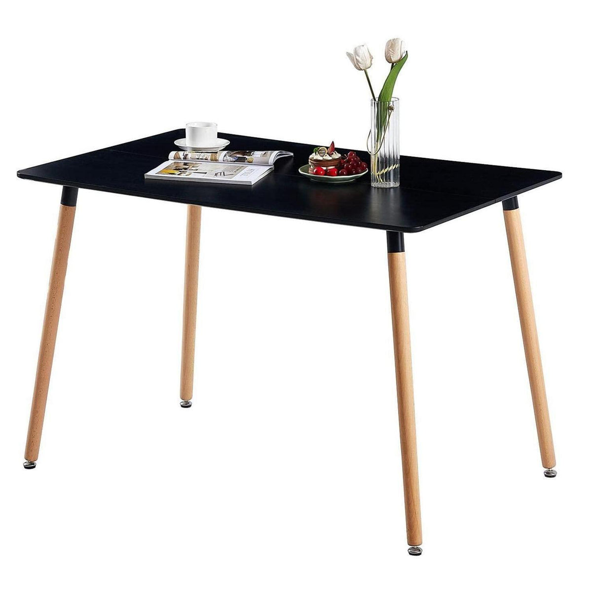 Skandinavischer Esstisch 110x70cm – MDF Tischplatte, Buchenholz