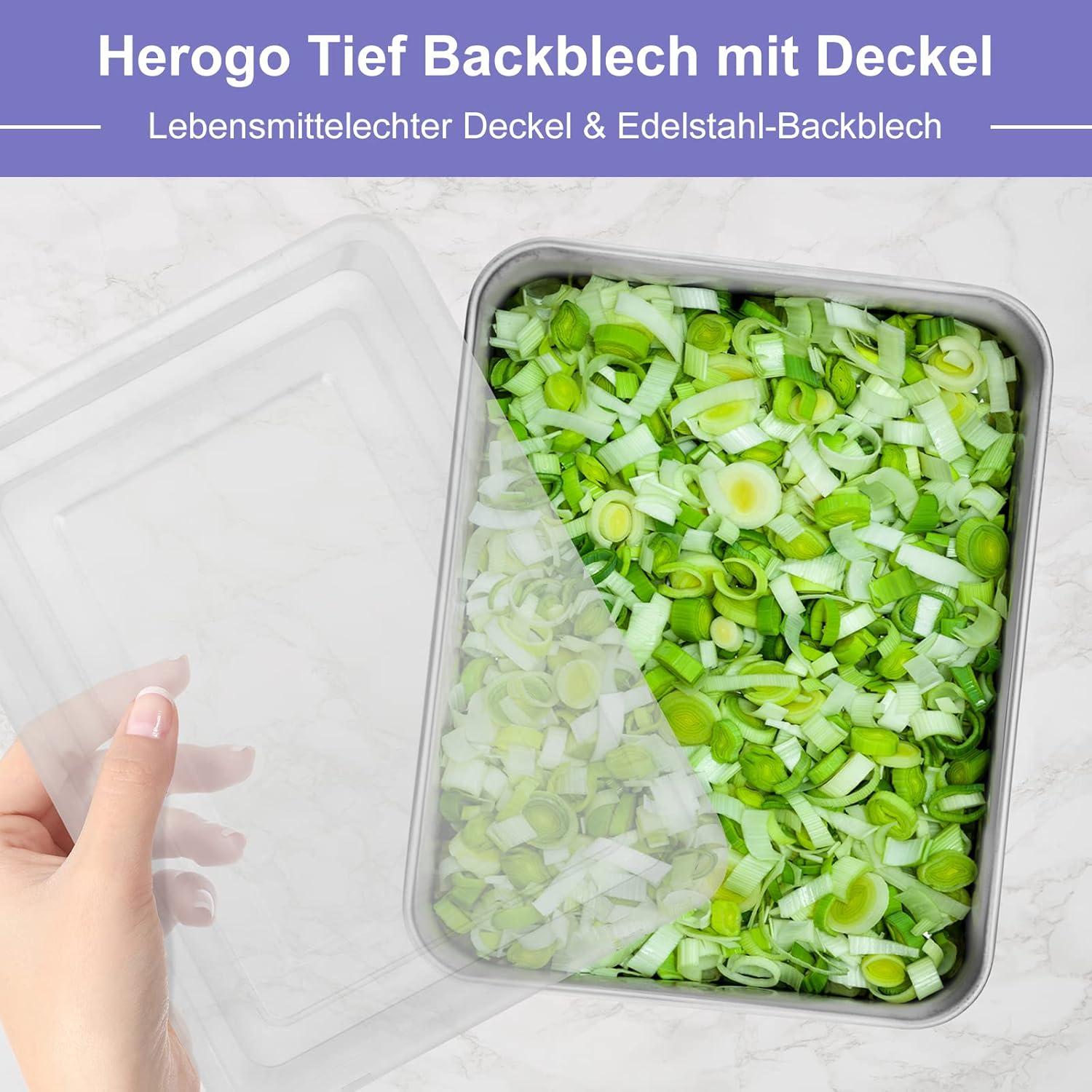 Tiefes Backblech mit Deckel Edelstahl 23,8x18x5 cm Spiegel-Finish