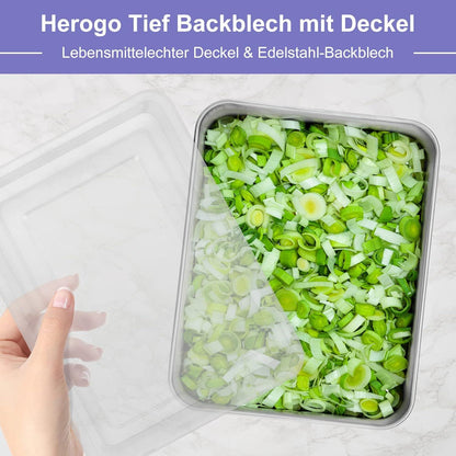 Tiefes Backblech mit Deckel Edelstahl 23,8x18x5 cm Spiegel-Finish