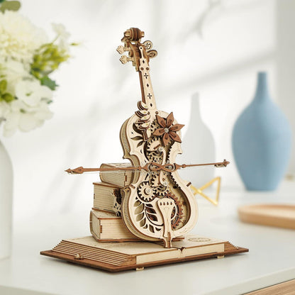 ROKR 3D Holz Puzzle Modellbausatz Cello Musik Spieluhr DIY Geschenk
