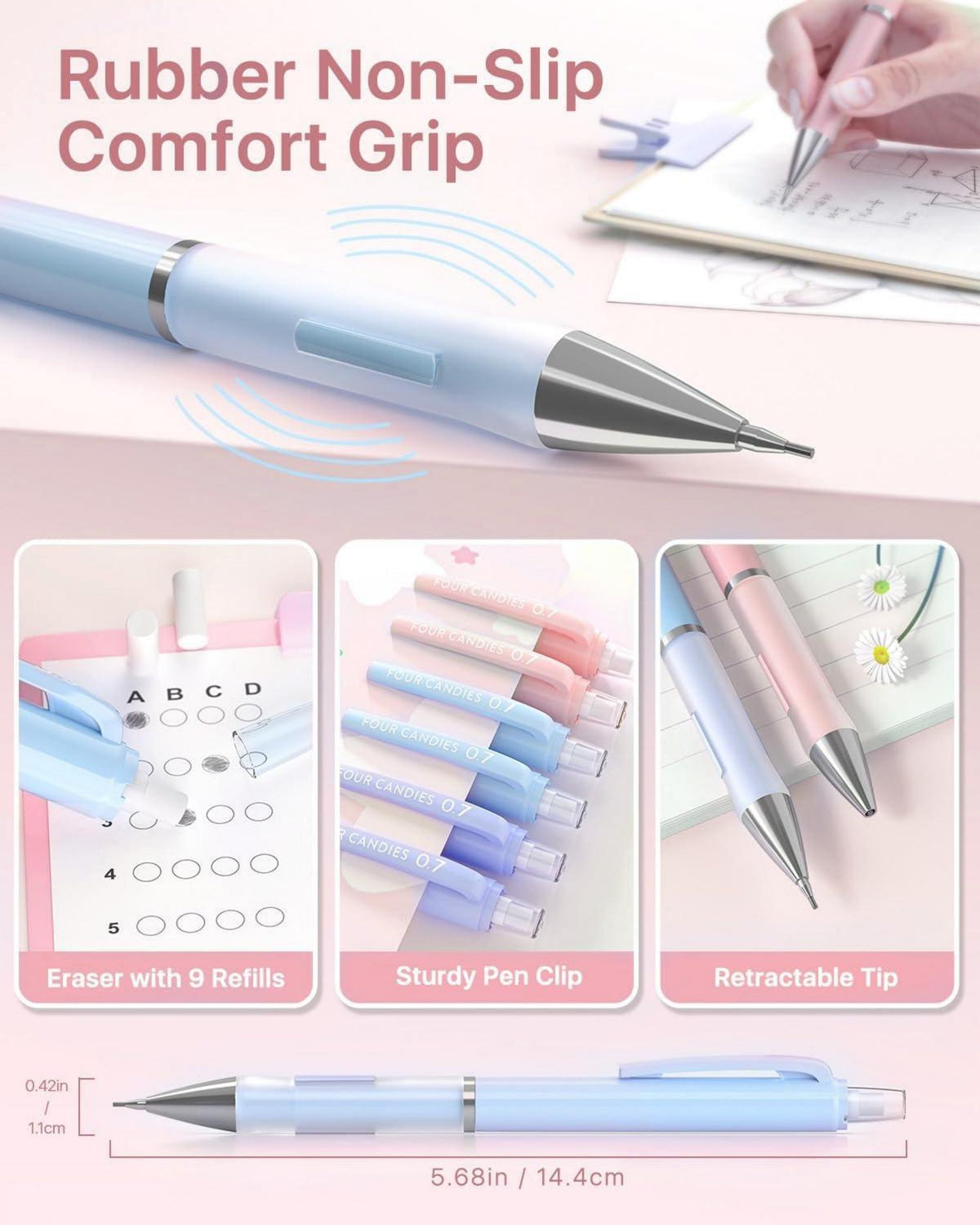 Pastell Druckbleistift Set mit Etui & 360 HB Bleistiftminen