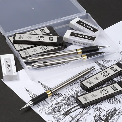 Druckbleistift Set 3er Metall Minenbleistift 0,5mm 360 HB-Minen 3