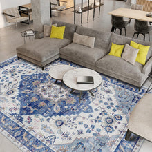 Vintage-Kurzflor Wohnzimmer Teppich 160x230 cm Blau