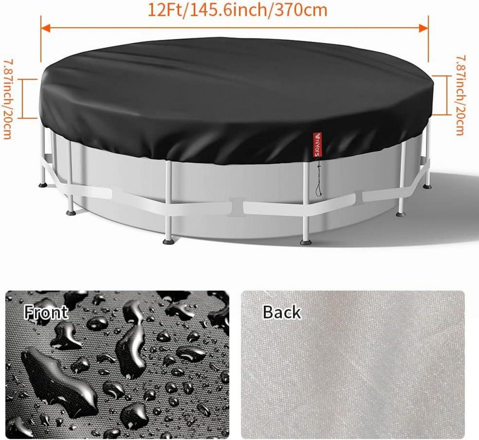 Runde Poolabdeckung 366 cm Schwarz Uv-Schutz Kordelzug