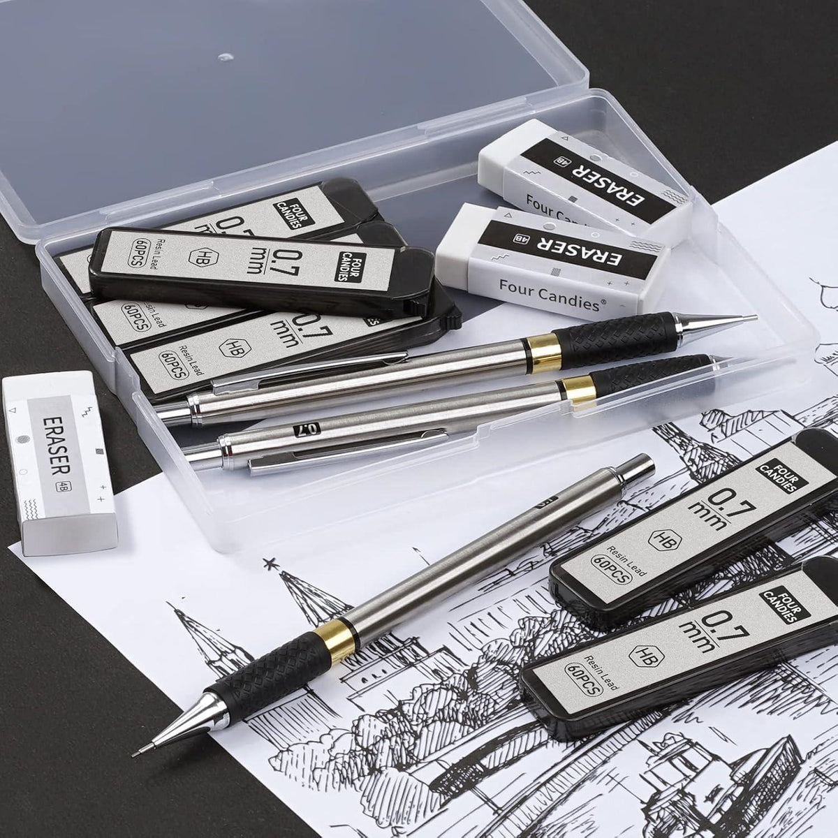 Druckbleistift Set 3 Stück Metall 0,7 mm