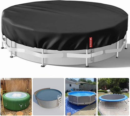 Runde Poolabdeckung mit Solartechnologie und Kordelzug - Schwarz 549CM