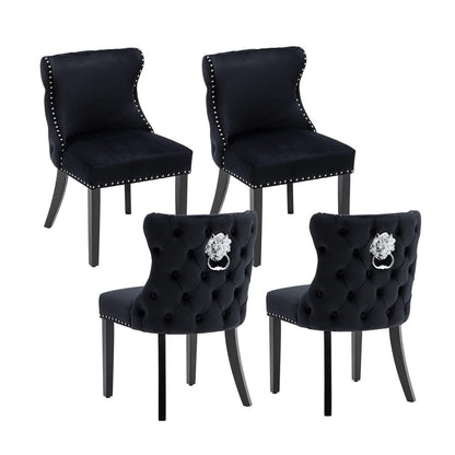 Samt Esszimmerstühle 4er Set Schwarz – Gepolstert & Modern