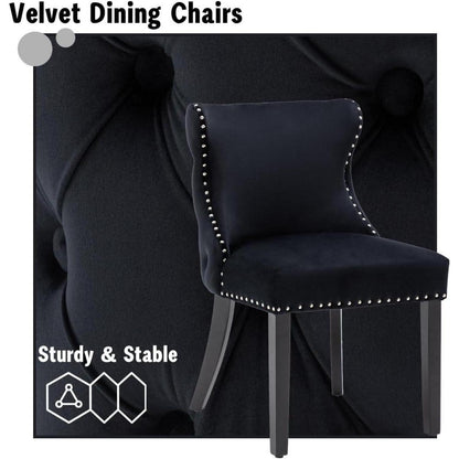Samt Esszimmerstühle 4er Set Schwarz – Gepolstert & Modern