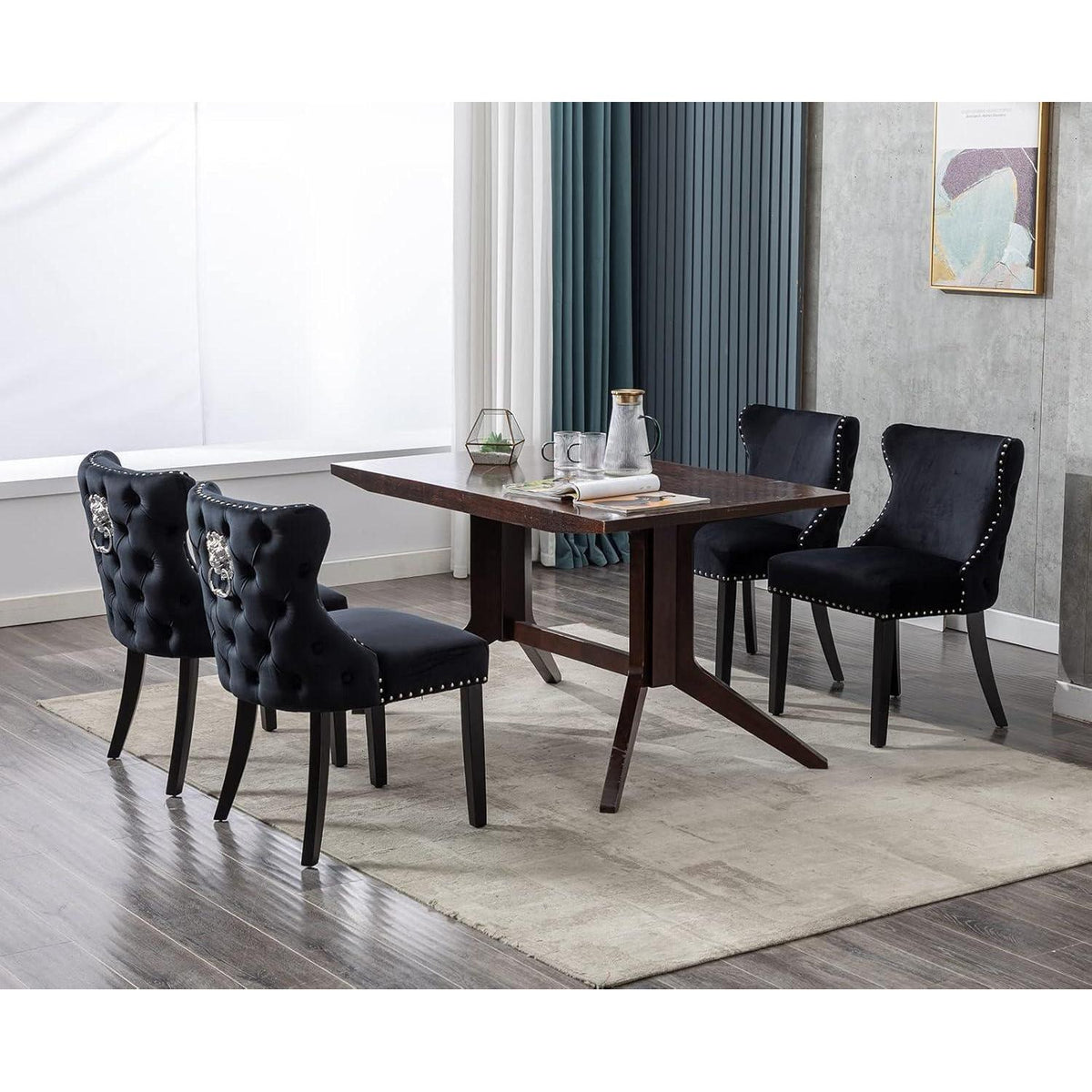 Samt Esszimmerstühle 4er Set Schwarz – Gepolstert & Modern