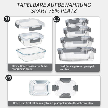 Vorratsbehälter aus Glas, luftdicht, BPA-frei, 10er Set