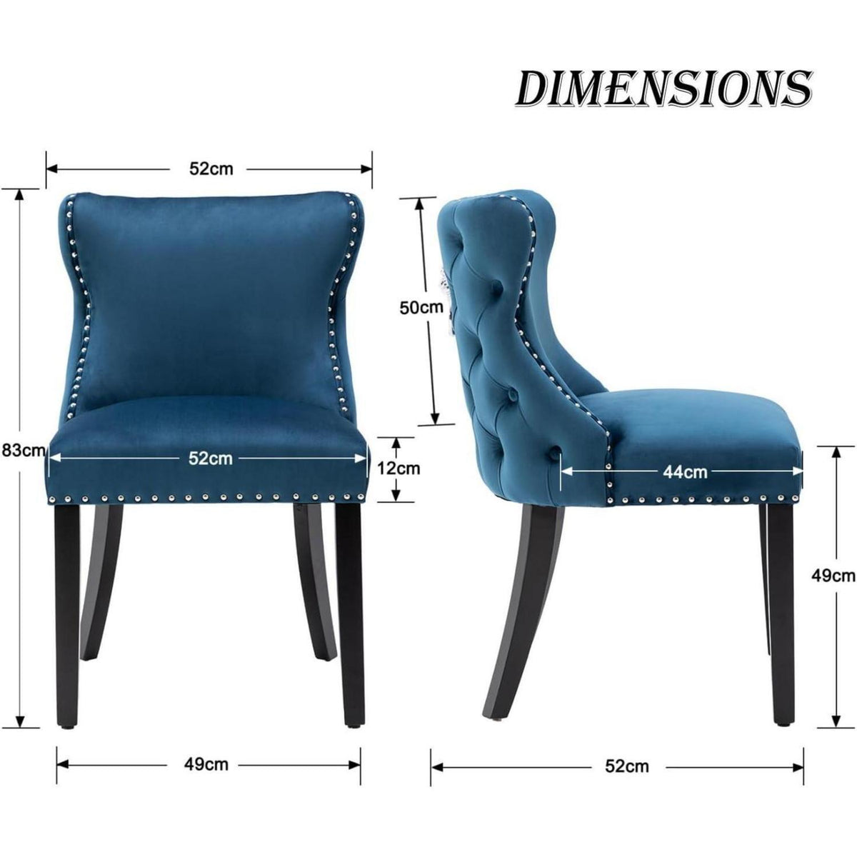 Samt Esszimmerstühle 4er Set Blau – Gepolstert & Modern