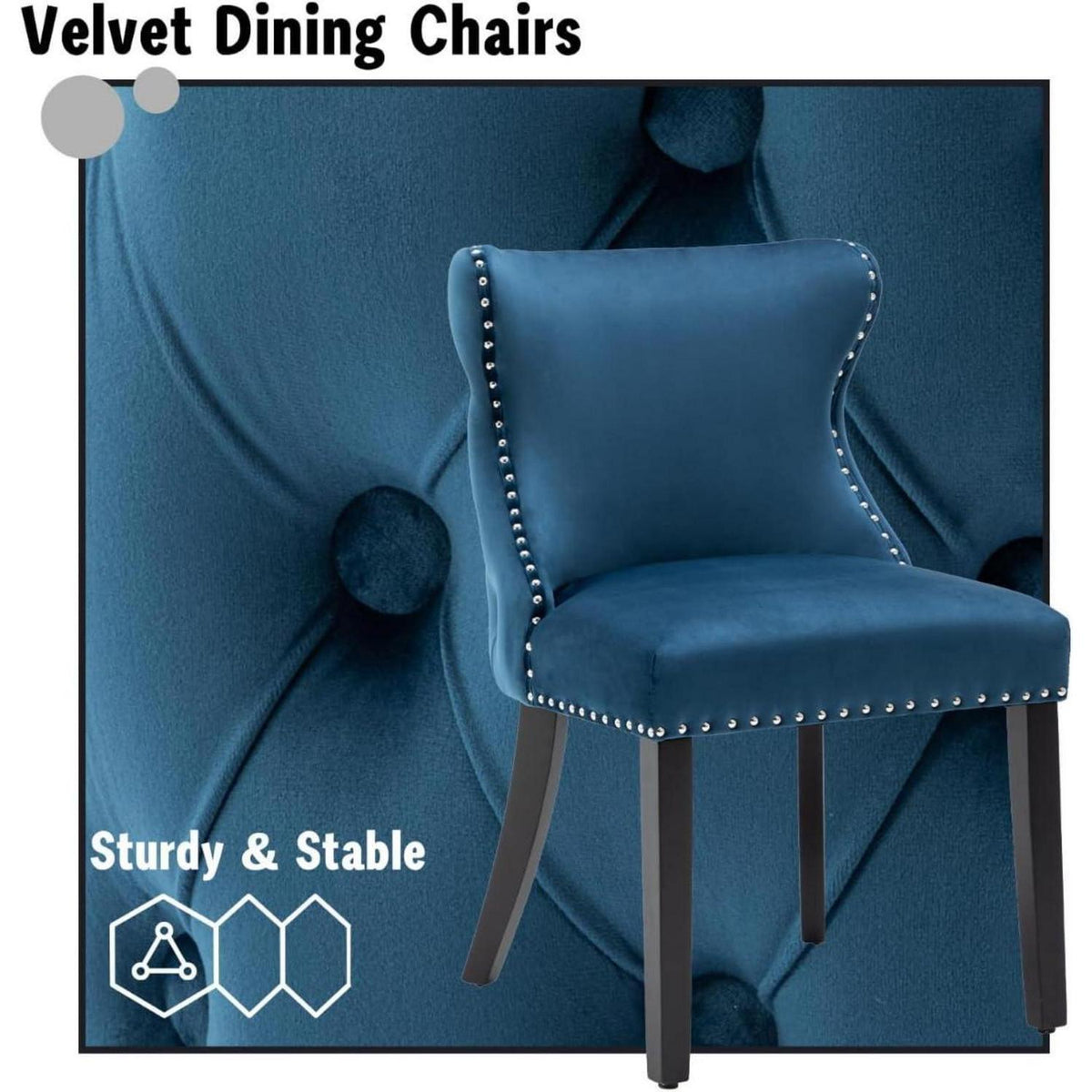 Samt Esszimmerstühle 4er Set Blau – Gepolstert & Modern