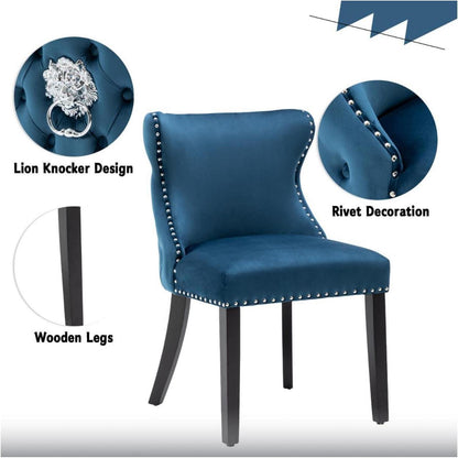 Samt Esszimmerstühle 4er Set Blau – Gepolstert & Modern