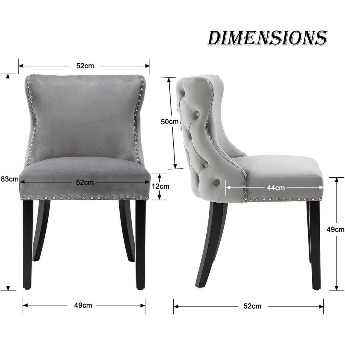 Samt Esszimmerstühle 2er Set Grau – Gepolstert & Modern