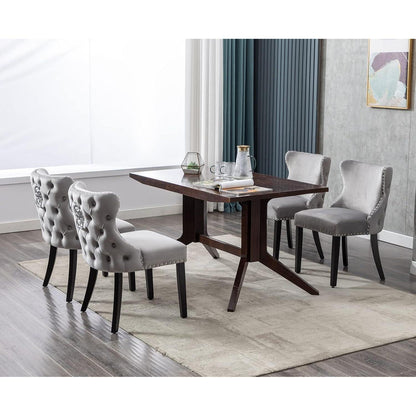 Samt Esszimmerstühle 2er Set Grau – Gepolstert & Modern
