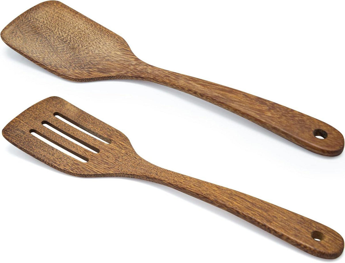 Pfannenwender Holz Set 30cm Geschlitzt massiv Spatel Antihaft Spülmaschinenfest