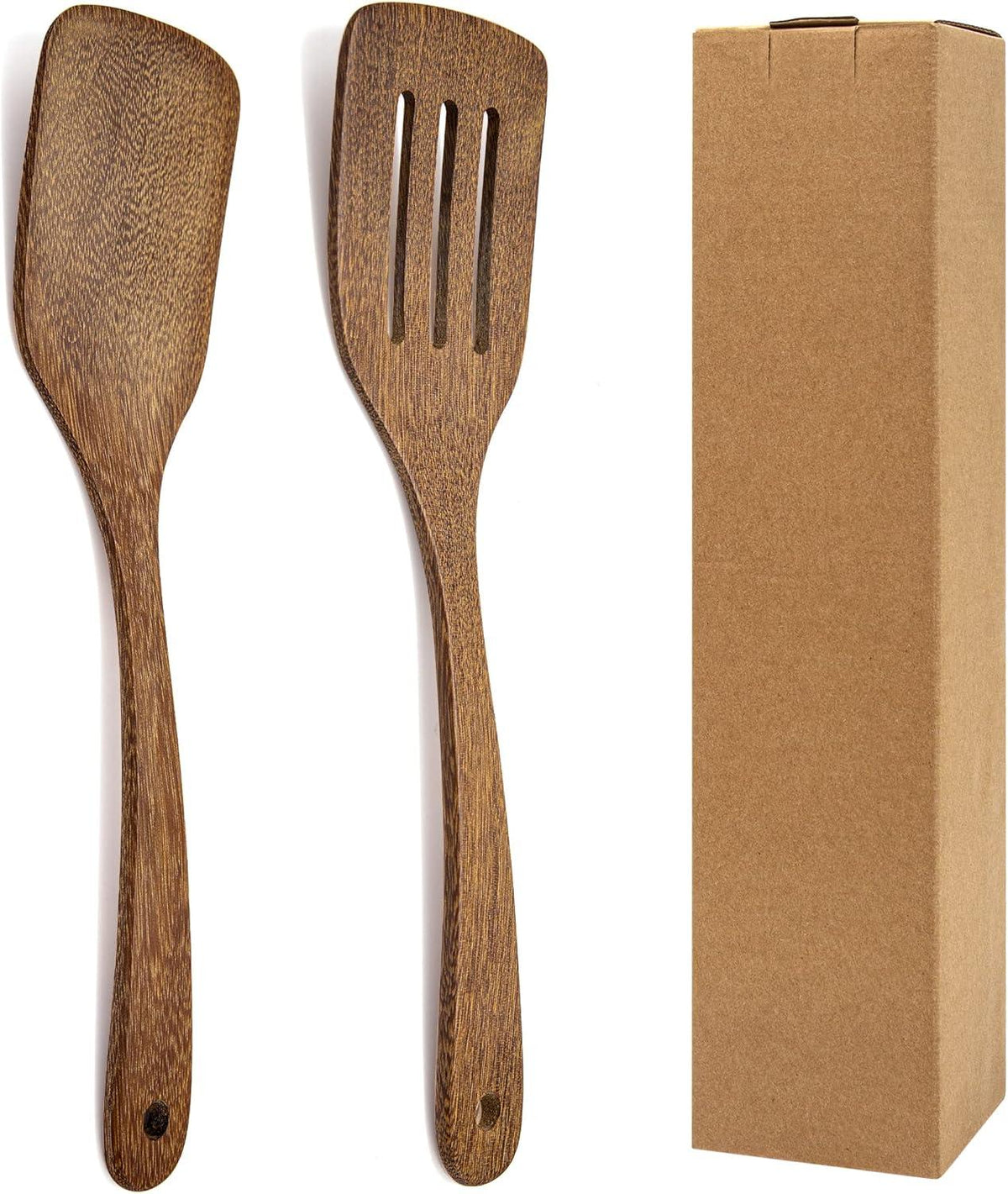 Holz Pfannenwender Set 30cm Geschlitzt Massiv Antihaft Spülmaschinenfest