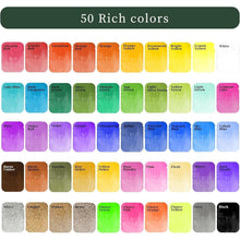 Artecho Aquarellfarben Set 50 Farben Tragbarer Box inkl. 4