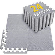 Bodenschutzmatte Fitness Set 24 Matten Eva Puzzlematte Grau