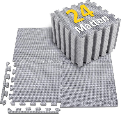 Fitness Bodenschutzmatte Puzzlematte 24 Matten Grau