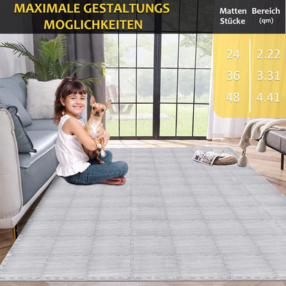 Fitness Bodenschutzmatte Set 24 Puzzlematte Eva rutschfest 2.22 Qm Grau